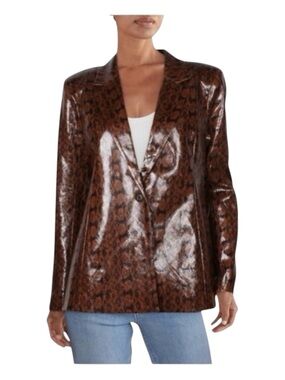 DANIELLE BERNSTEIN Vegan Leather Snakeskin Blazer, Size S.